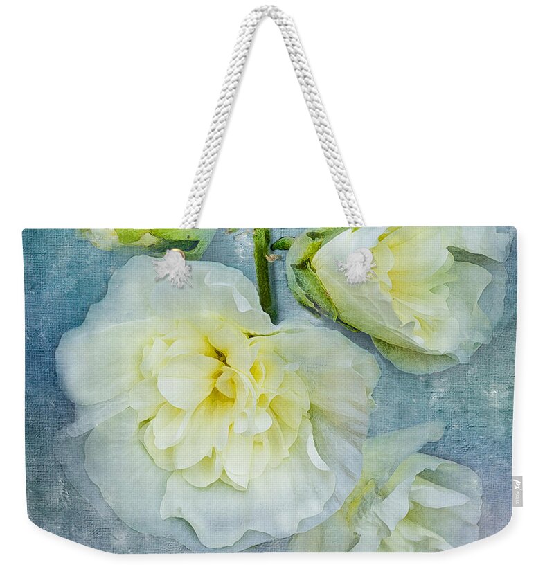 Floral Weekender Tote Bag featuring the photograph Softly in Blue by Betty LaRue