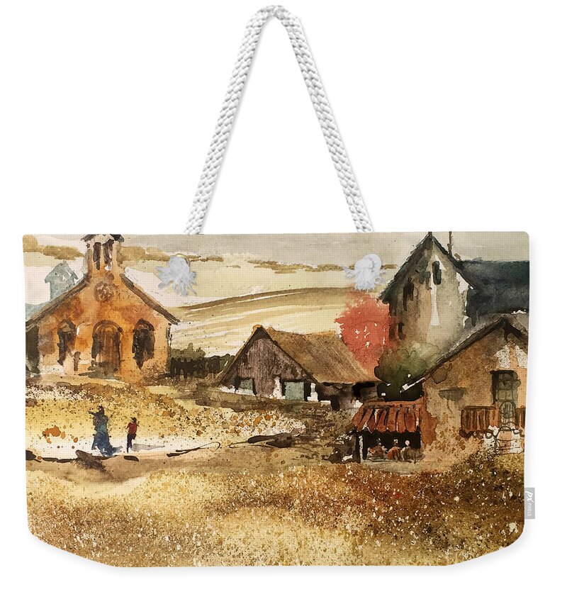 An Imaginary Village South Of The Border. Weekender Tote Bag featuring the painting SOL by Monte Toon