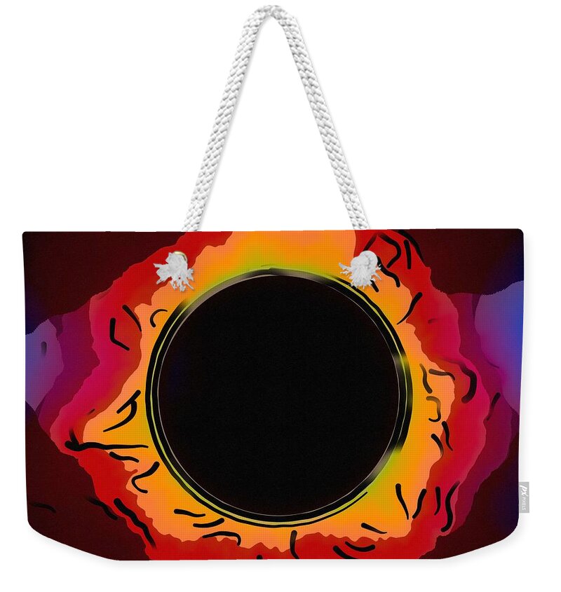 Sun Weekender Tote Bag featuring the painting Solar Eclipse 3 by Celestial Images