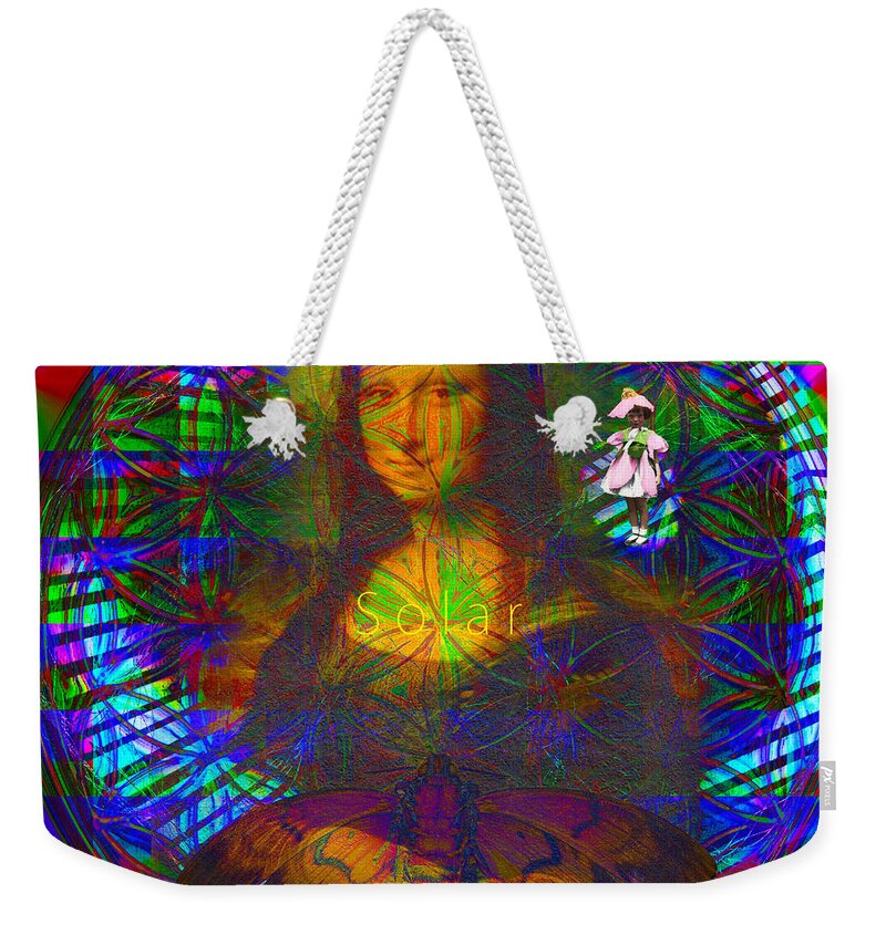 Renewable Planet Weekender Tote Bag featuring the digital art Solar Mona Lisa by Joseph Mosley