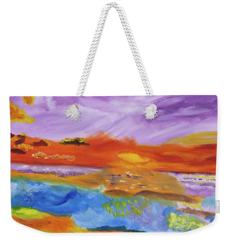 Sunsets Weekender Tote Bag featuring the painting Solar Wonders by Meryl Goudey
