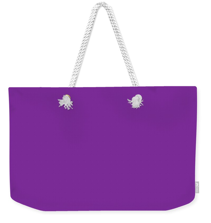 Solid Colors Weekender Tote Bag featuring the digital art Solid Purple Color by Garaga Designs