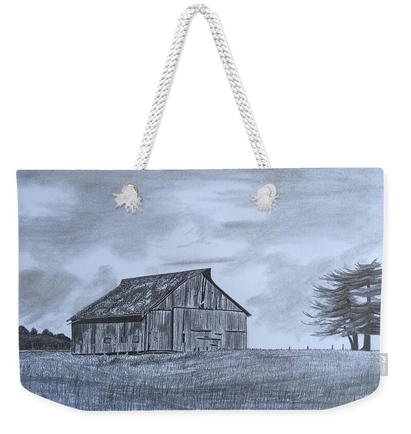 Barn Weekender Tote Bag featuring the drawing Solitude by Tony Clark