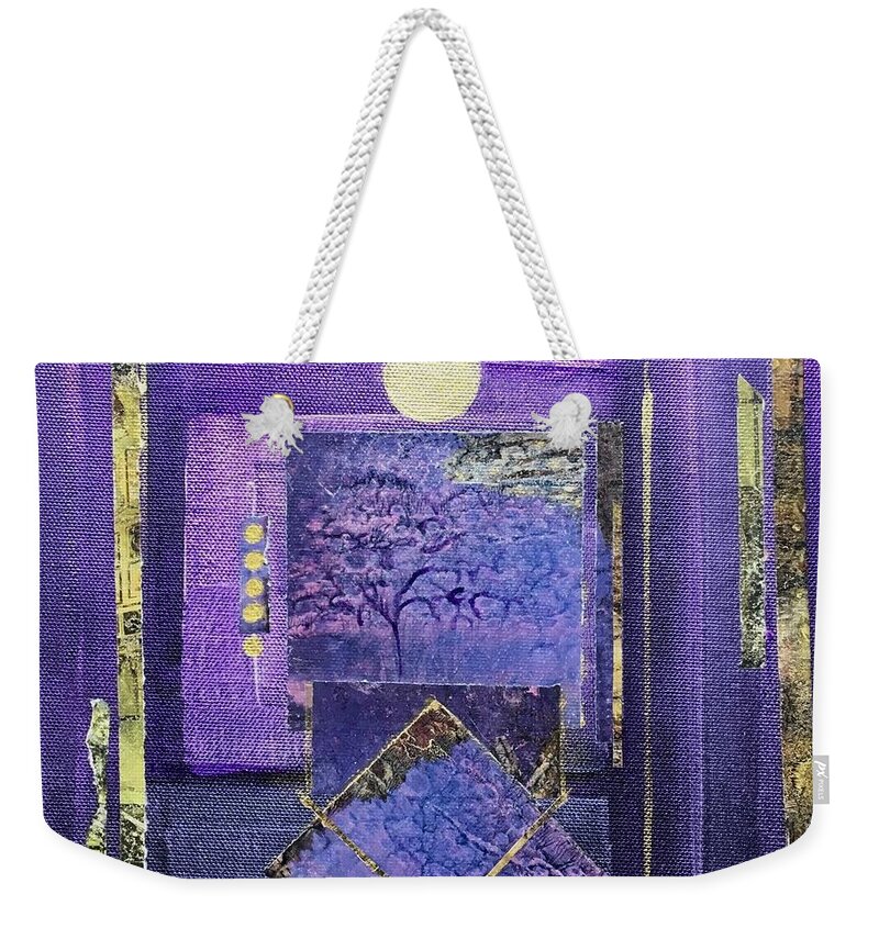 Purple Weekender Tote Bag featuring the mixed media Solstice Dreams by Sandra Lee Scott