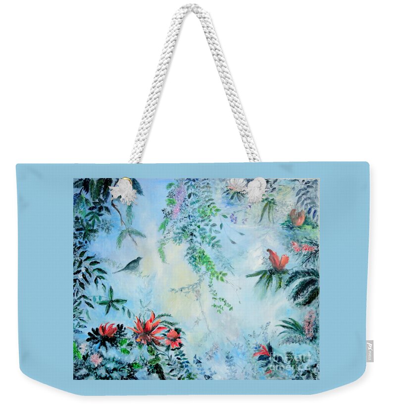 Paradise-garden Weekender Tote Bag featuring the painting Somewhere In Paradise by Dagmar Helbig