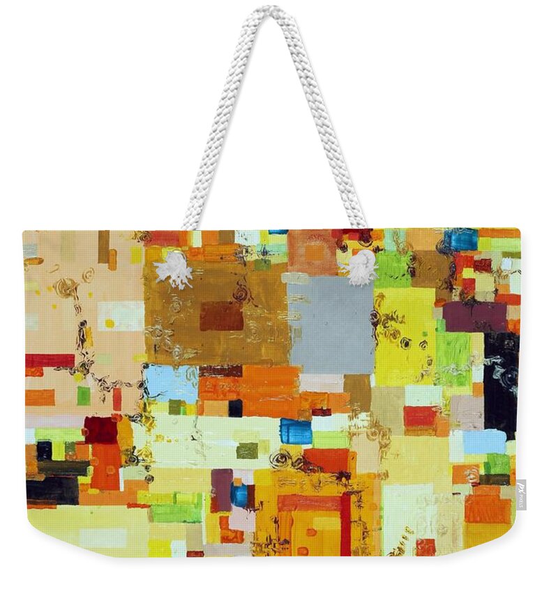 Abstract Weekender Tote Bag featuring the painting Song of Solar Fusion by Regina Valluzzi