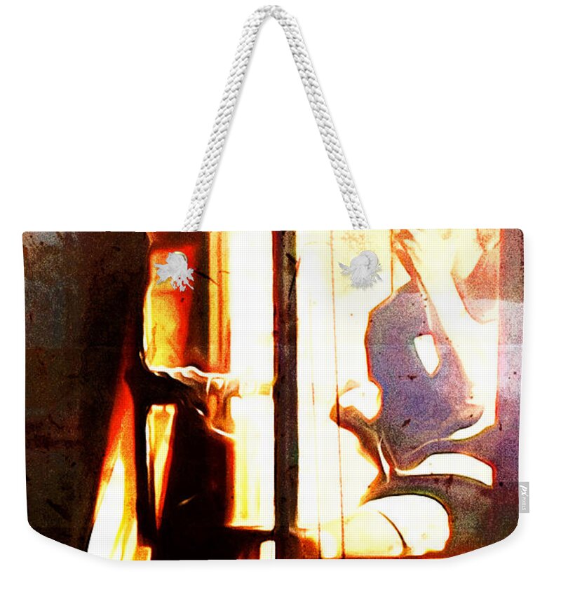 Song Weekender Tote Bag featuring the digital art Songwriter at the Window by Andrea Barbieri