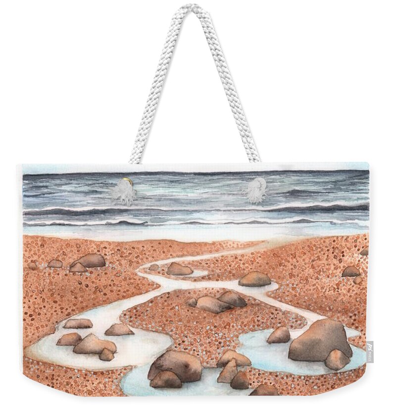 California Weekender Tote Bag featuring the painting Sonoma Tidepools by Hilda Wagner