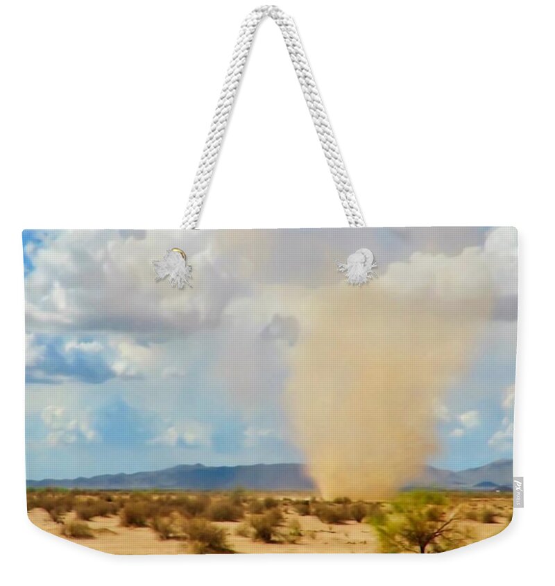 Arizona Weekender Tote Bag featuring the photograph Sonoran Desert Dust Devil by Judy Kennedy