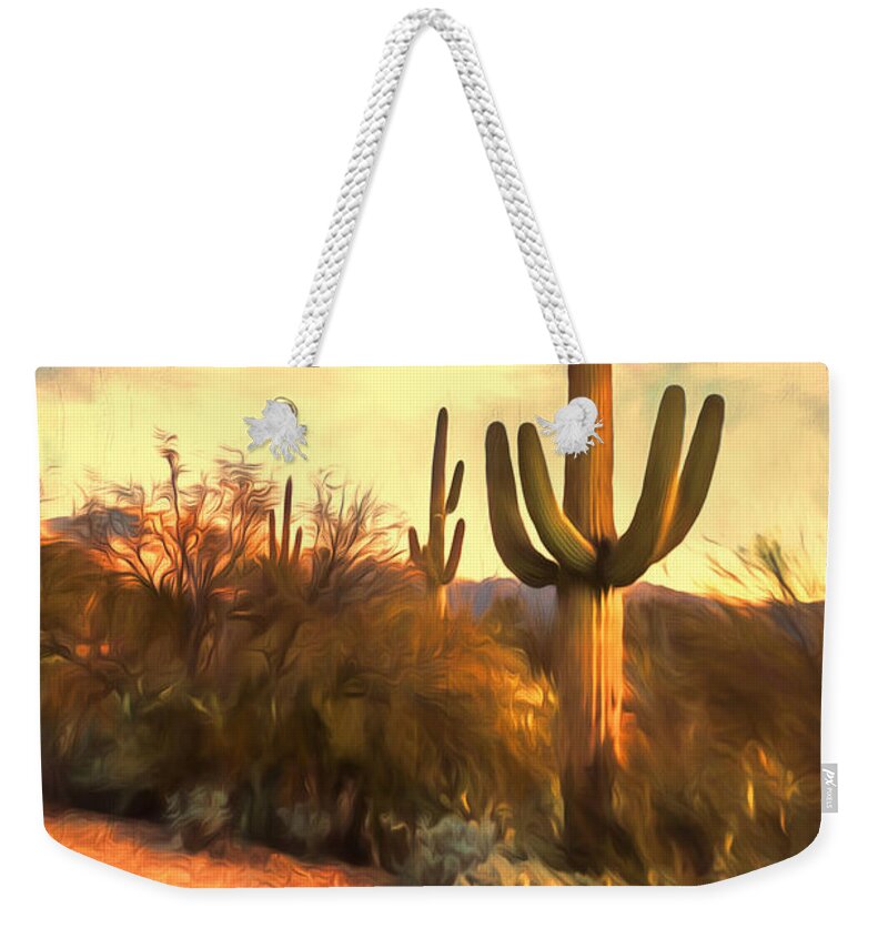 Saguaro National Park Weekender Tote Bag featuring the photograph Sonoran Desert Morn by Susan Rissi Tregoning