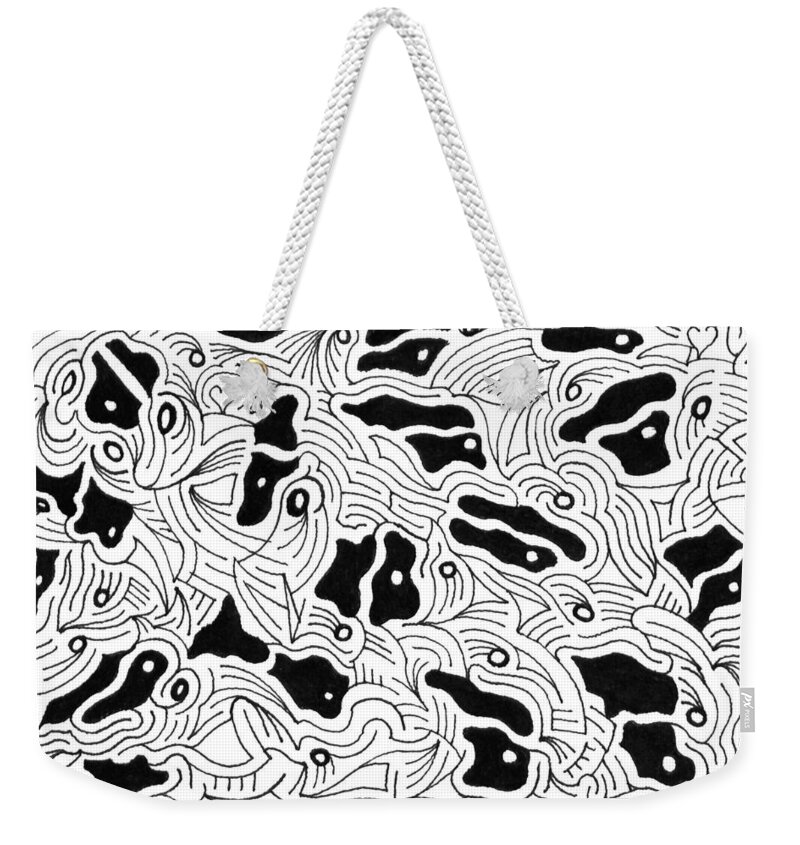 Mazes Weekender Tote Bag featuring the drawing Soulmates by Steven Natanson