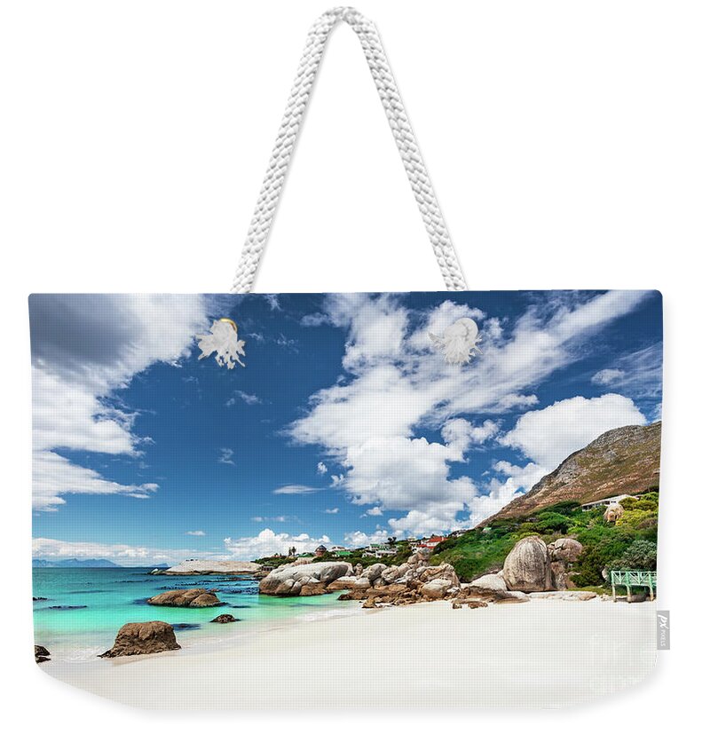 Africa Weekender Tote Bag featuring the photograph South African beach landscape by Anna Om