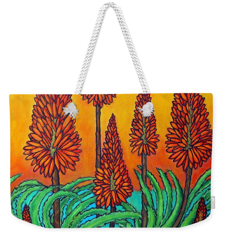 Aloe Weekender Tote Bag featuring the painting South African Fireball by Lisa Lorenz
