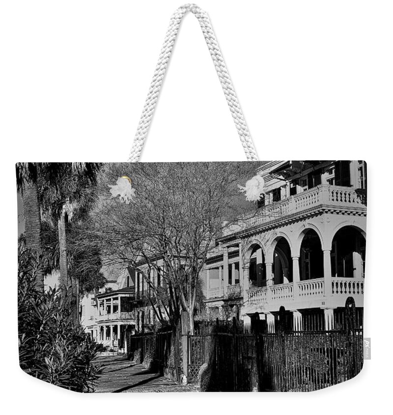 Scenic Weekender Tote Bag featuring the photograph South Battery Street Bnw by Skip Willits