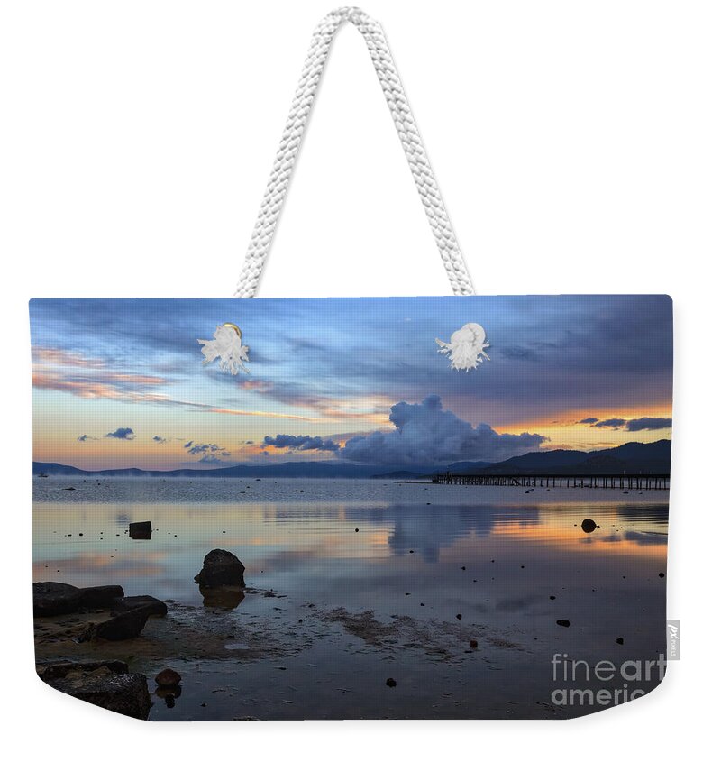 South Lake Sunrise;south Lake Tahoe Weekender Tote Bag featuring the photograph South Lake Sunrise by Mitch Shindelbower
