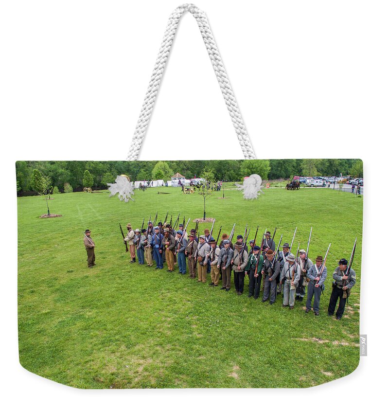 Cannon Weekender Tote Bag featuring the photograph Southern Army by Star City SkyCams