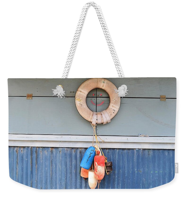 Life Preserver Weekender Tote Bag featuring the photograph Southport Nautical Impressions by Amy Lucid