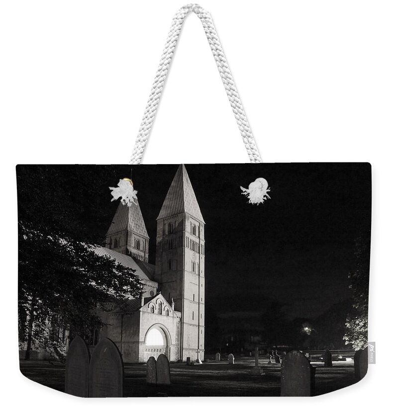 Minster Weekender Tote Bag featuring the photograph Southwell Minster. Night. by Elena Perelman