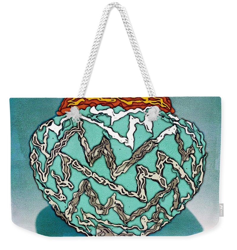 Southwest Weekender Tote Bag featuring the digital art Southwest Pottery Art by Barbara Chichester