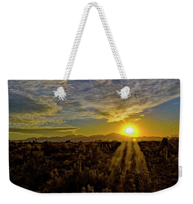Arizona Weekender Tote Bag featuring the digital art Southwest Sunset op40 by Mark Myhaver