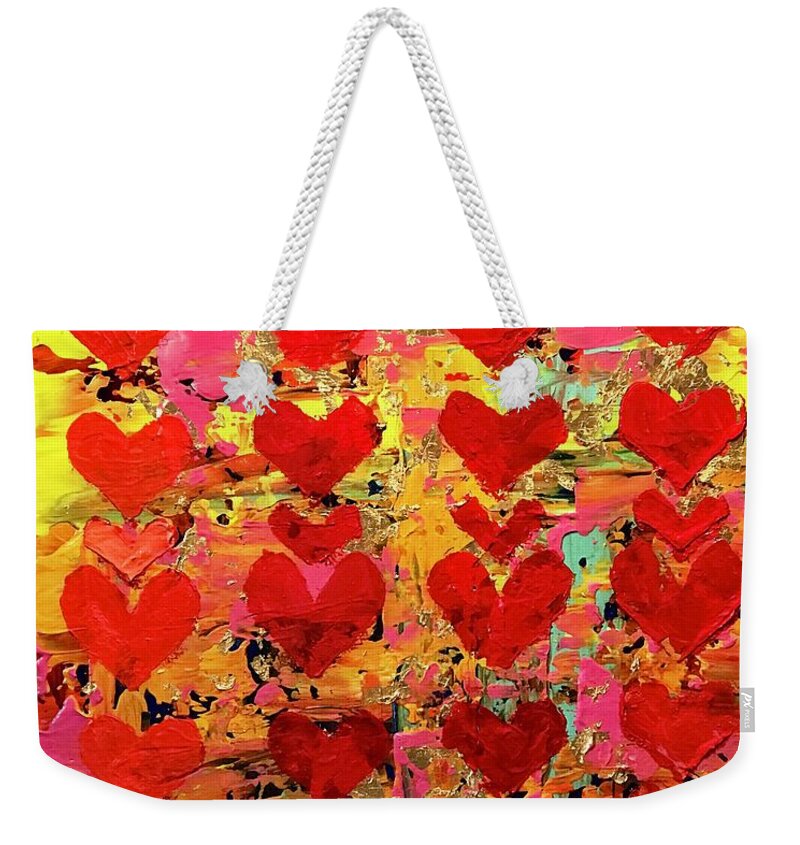 Arizona Weekender Tote Bag featuring the painting Southwestern Love by Sherry Harradence