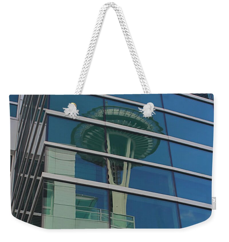 Space Needle Weekender Tote Bag featuring the photograph Space Needle Reflection by Todd Kreuter