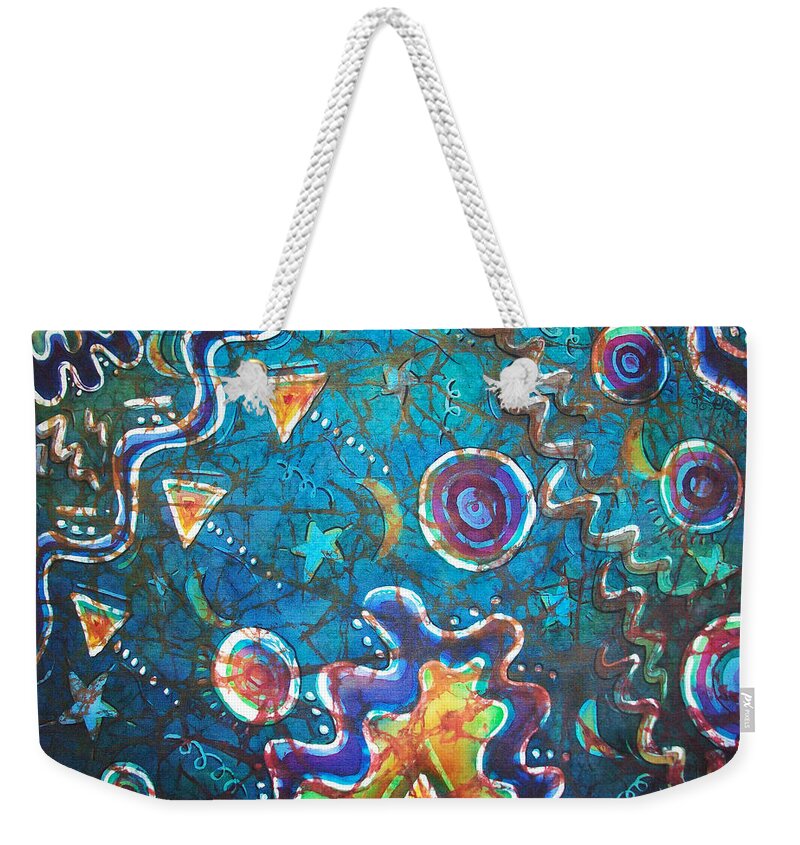 Space Weekender Tote Bag featuring the painting Spacious Skies by Sue Duda