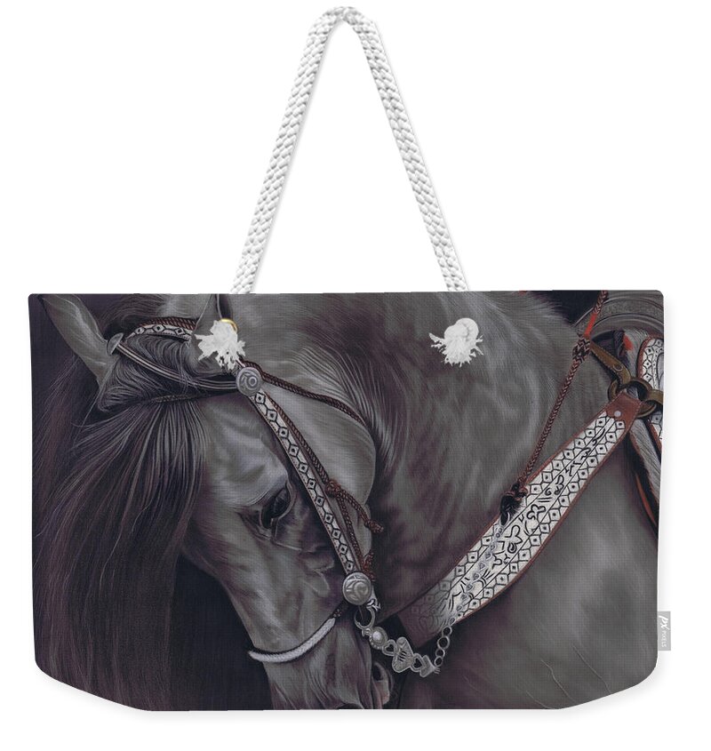 Horse Weekender Tote Bag featuring the pastel Spanish Horse by Karie-Ann Cooper