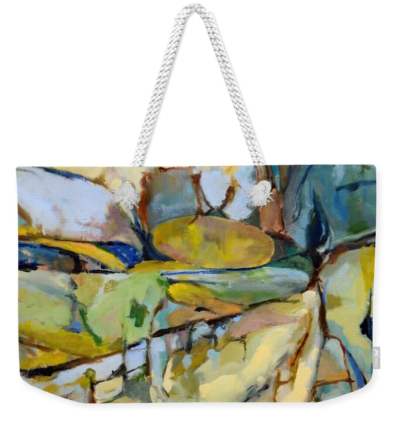 Wine Weekender Tote Bag featuring the painting Spanish Vineyard by Donna Tuten