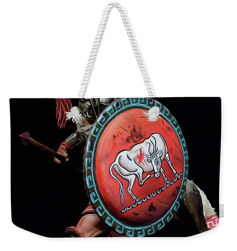 Spartan Warrior Weekender Tote Bag featuring the painting Spartan Hoplite - 01 by AM FineArtPrints