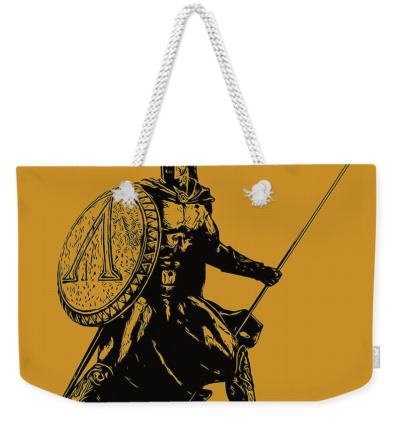 Spartan Warrior Weekender Tote Bag featuring the digital art Spartans - Battle Gods by AM FineArtPrints