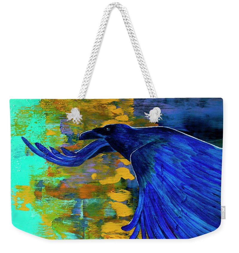 Raven Weekender Tote Bag featuring the painting Speak to Me of Magic by Tracy L Teeter