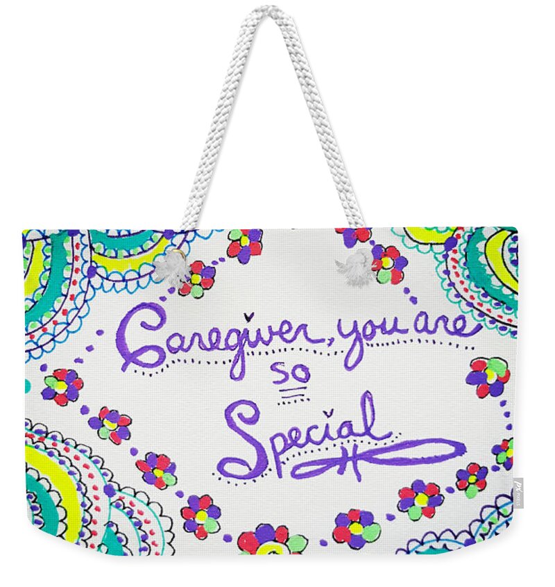 Caregiver Weekender Tote Bag featuring the drawing Special by Carole Brecht