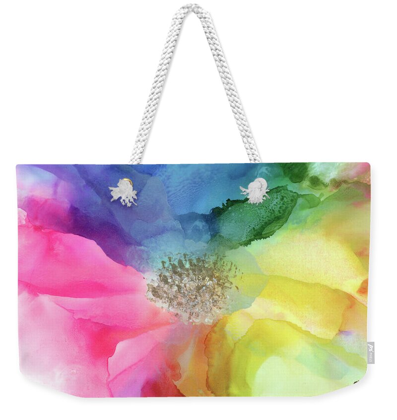 Flower Weekender Tote Bag featuring the painting Spectrum of Life by Eli Tynan