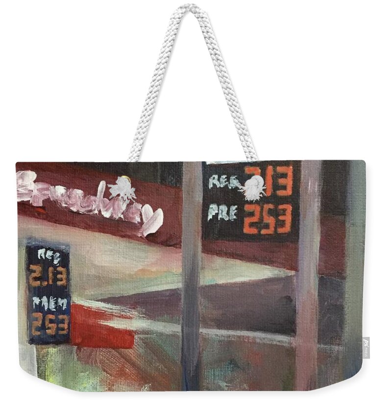 Speedway Weekender Tote Bag featuring the painting Speedway by Claire Gagnon