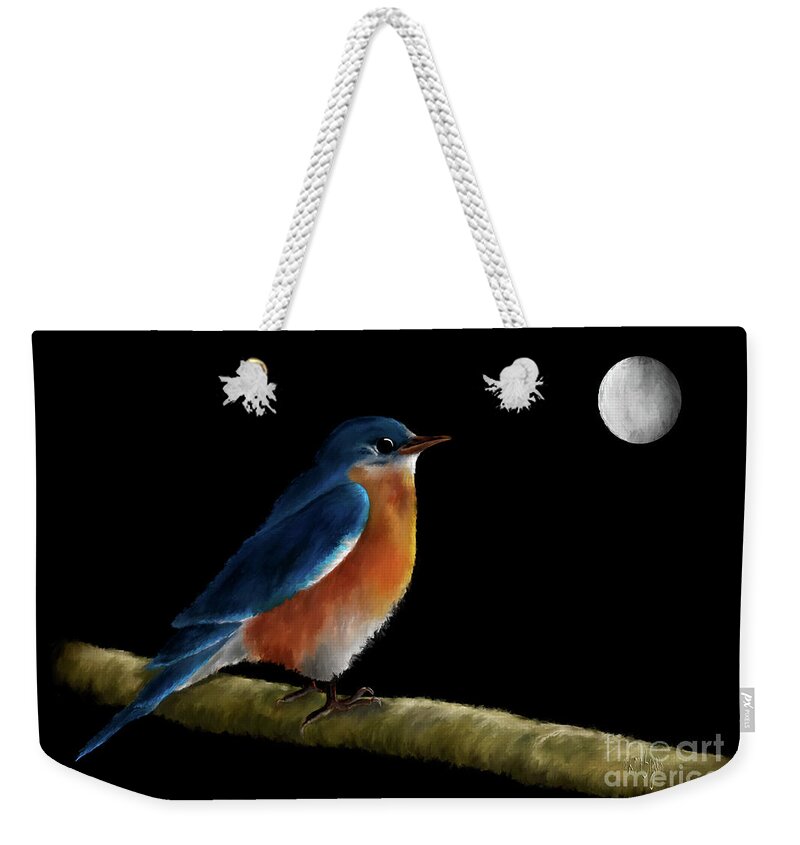 Bluebird Weekender Tote Bag featuring the digital art Spellbound By The Light Of The Silvery Moon by Lois Bryan