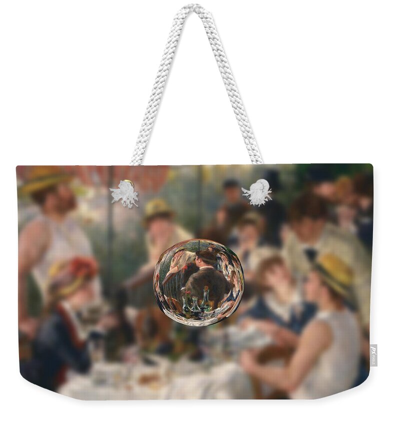Abstract In The Living Room Weekender Tote Bag featuring the digital art Sphere 4 Renoir by David Bridburg