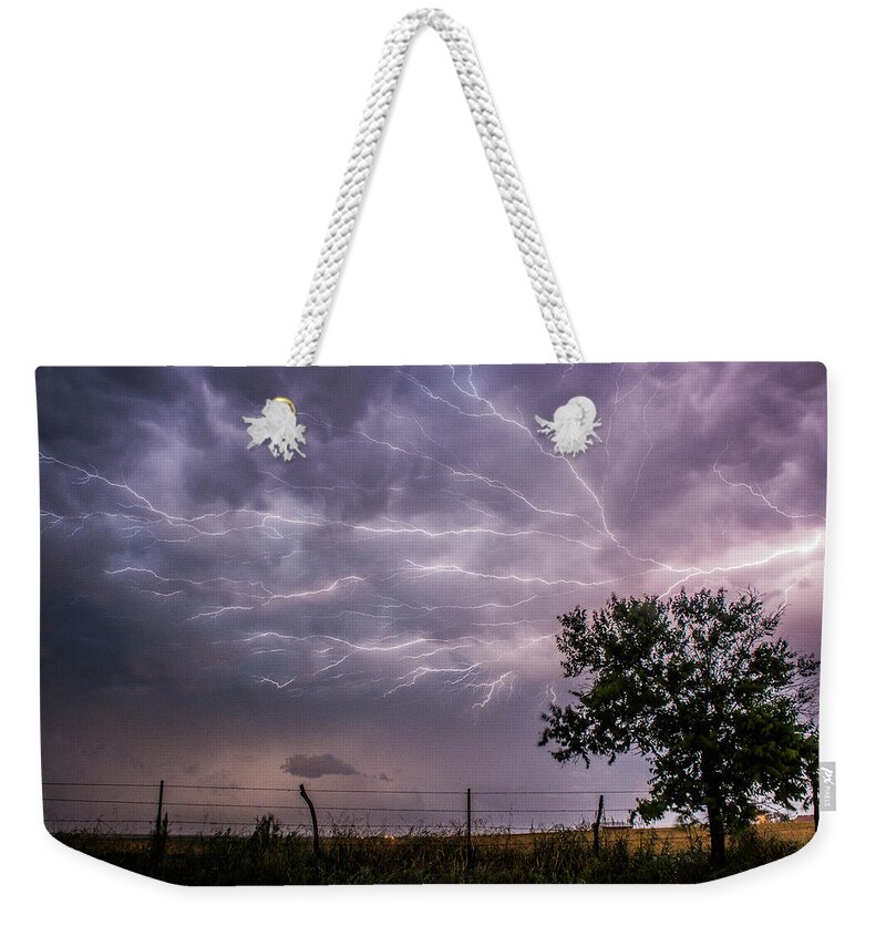 Lightning Weekender Tote Bag featuring the photograph Spider Lightning by Marcus Hustedde