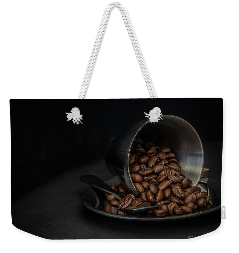 Coffee Weekender Tote Bag featuring the photograph Spilled beans by Agnes Caruso