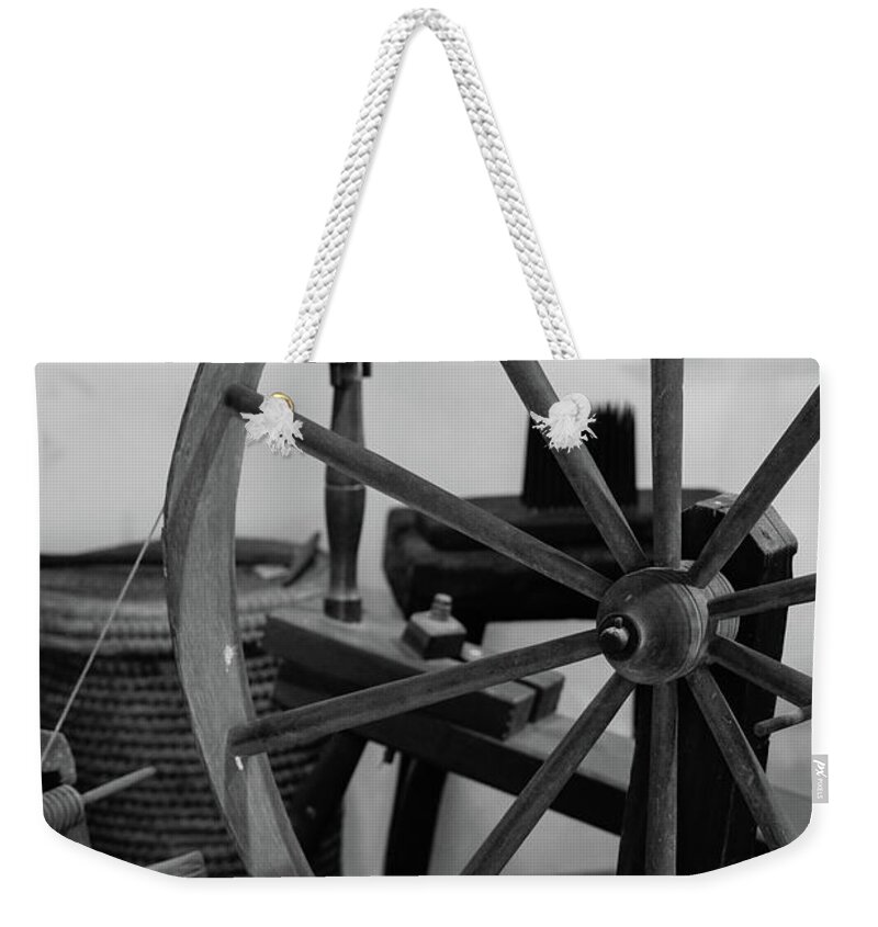 Spinning Wheel Weekender Tote Bag featuring the photograph Spinning Wheel at Mount Vernon by Nicole Lloyd