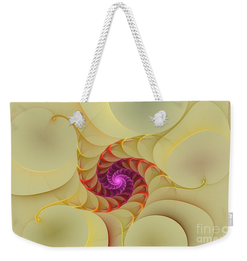 Digital Weekender Tote Bag featuring the digital art Spiral Rainbow Of Color by Deborah Benoit