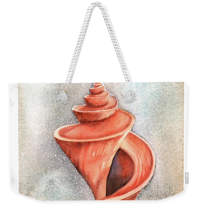 Seashell Weekender Tote Bag featuring the painting Spiral Shell by Hilda Wagner