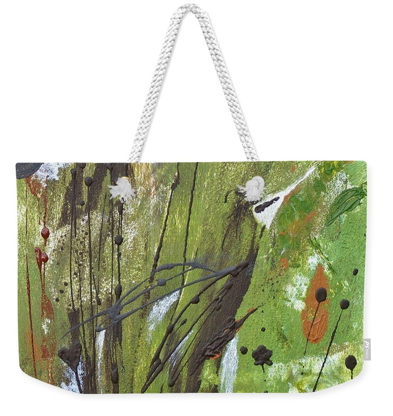 Abstract Art Weekender Tote Bag featuring the painting Spirit Bird by Catherine Jeltes