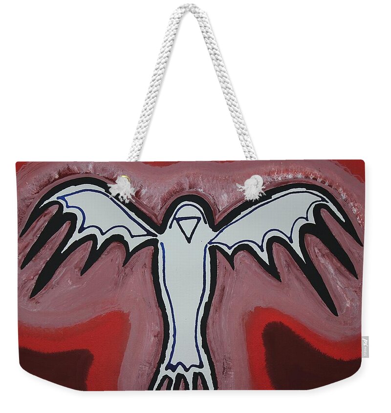 Crow Weekender Tote Bag featuring the painting Spirit Crow original painting by Sol Luckman