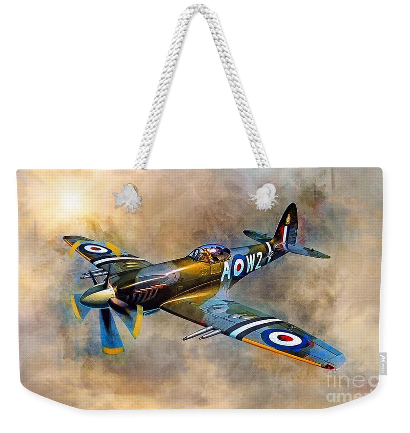 Spitfire Weekender Tote Bag featuring the painting Spitfire Dawn Flight by Ian Mitchell