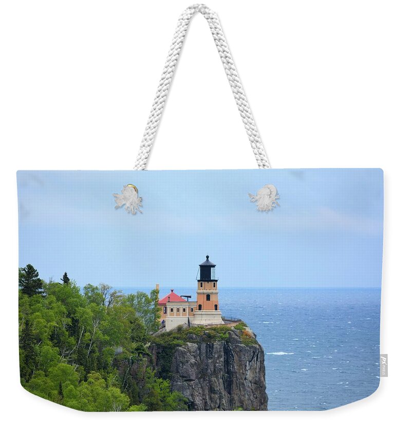 Lighthouse Weekender Tote Bag featuring the photograph Split Rock Beacon by Bonfire Photography