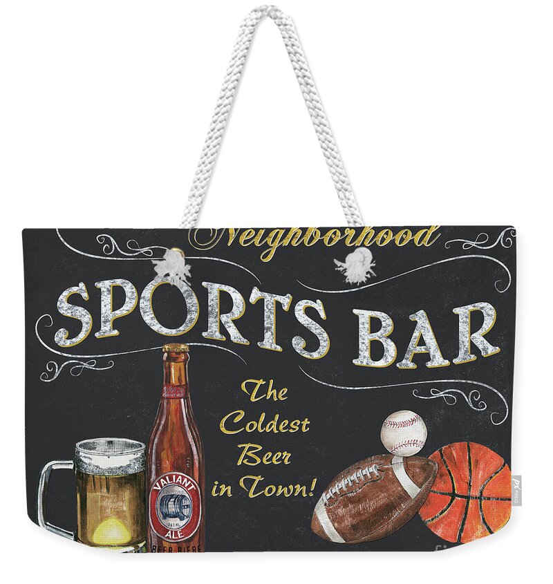 Sports Weekender Tote Bag featuring the painting Sports Bar by Debbie DeWitt