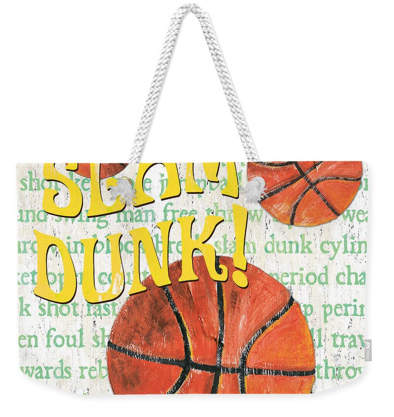Basketball Weekender Tote Bag featuring the painting Sports Fan Basketball by Debbie DeWitt