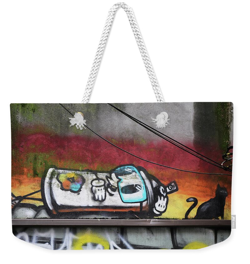 Street Photography Weekender Tote Bag featuring the photograph Spray Cat by J C