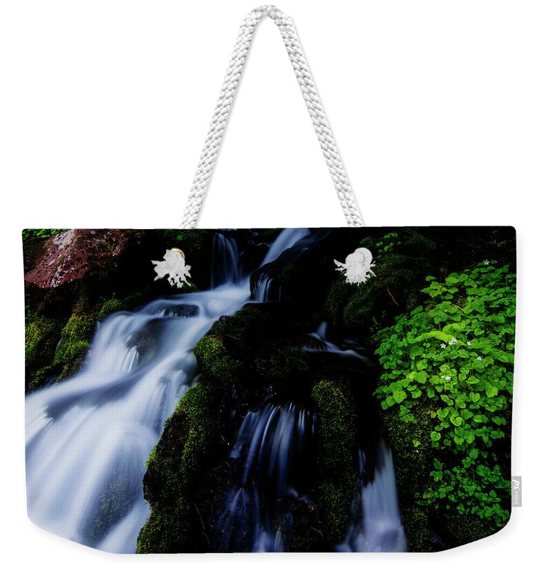 Majestic Weekender Tote Bag featuring the photograph Spray Park Waterfall by Pelo Blanco Photo